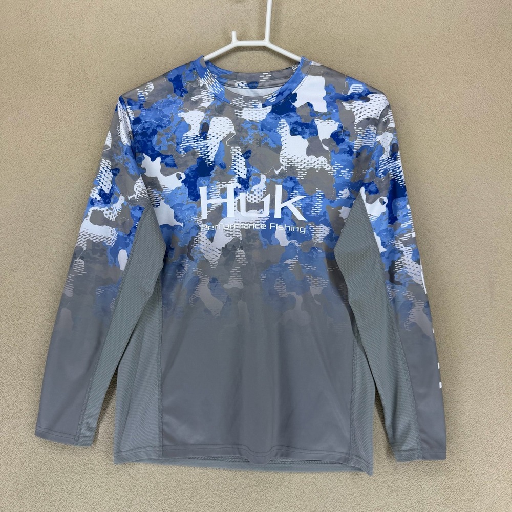 Huk Performance Fishing Long Sleeve Camo Graphic T Shirt Men's Size Small